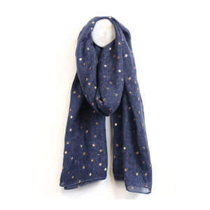 Pom Washed Recycled Polyester Scarf With Rose Gold Foil Stars